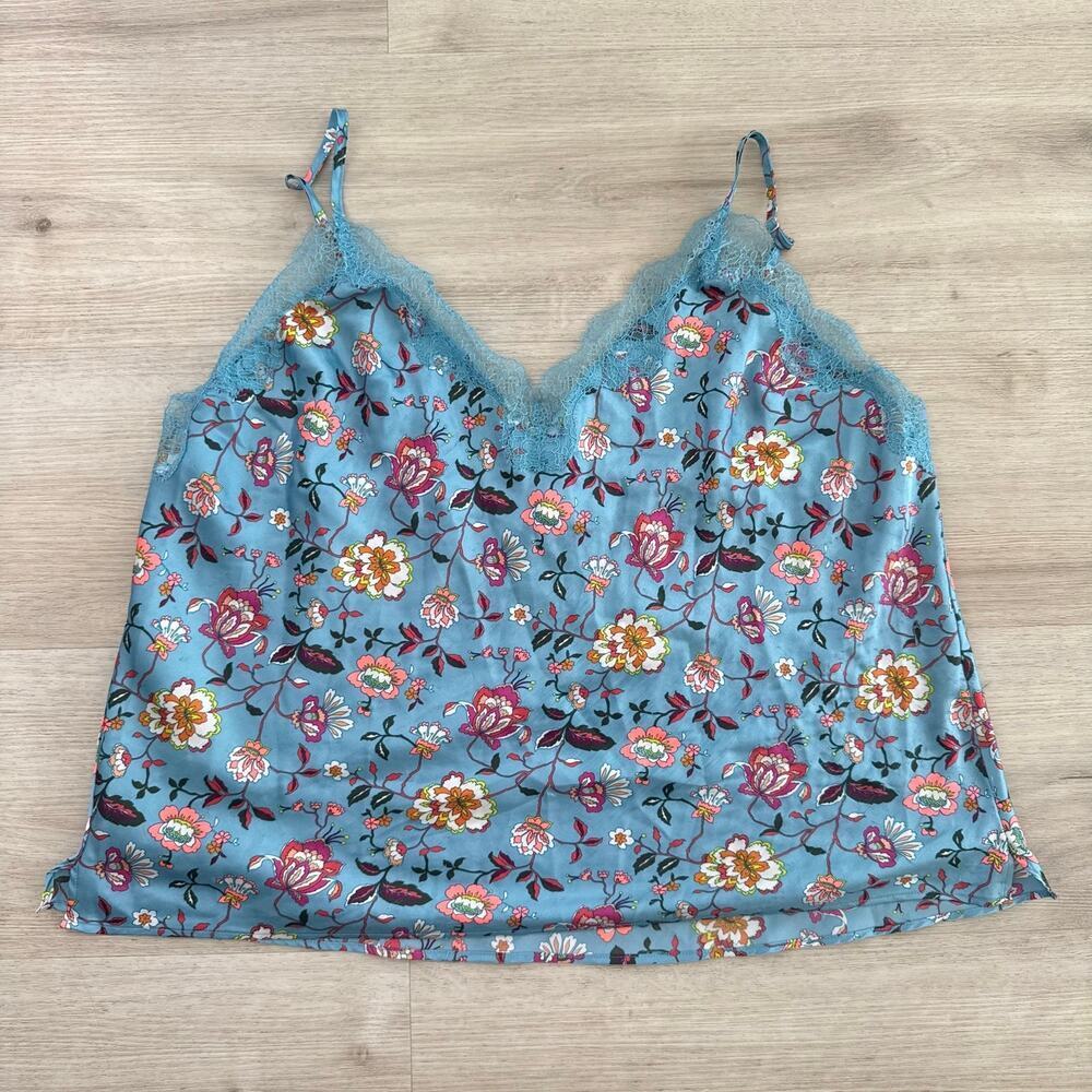 Victoria’s Secret Floral Satin Lace Trim Cami Coquette Sleep Top Size XL